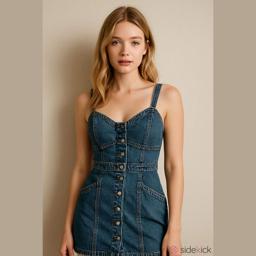 Japna Blue Denim Dress Stretch Back